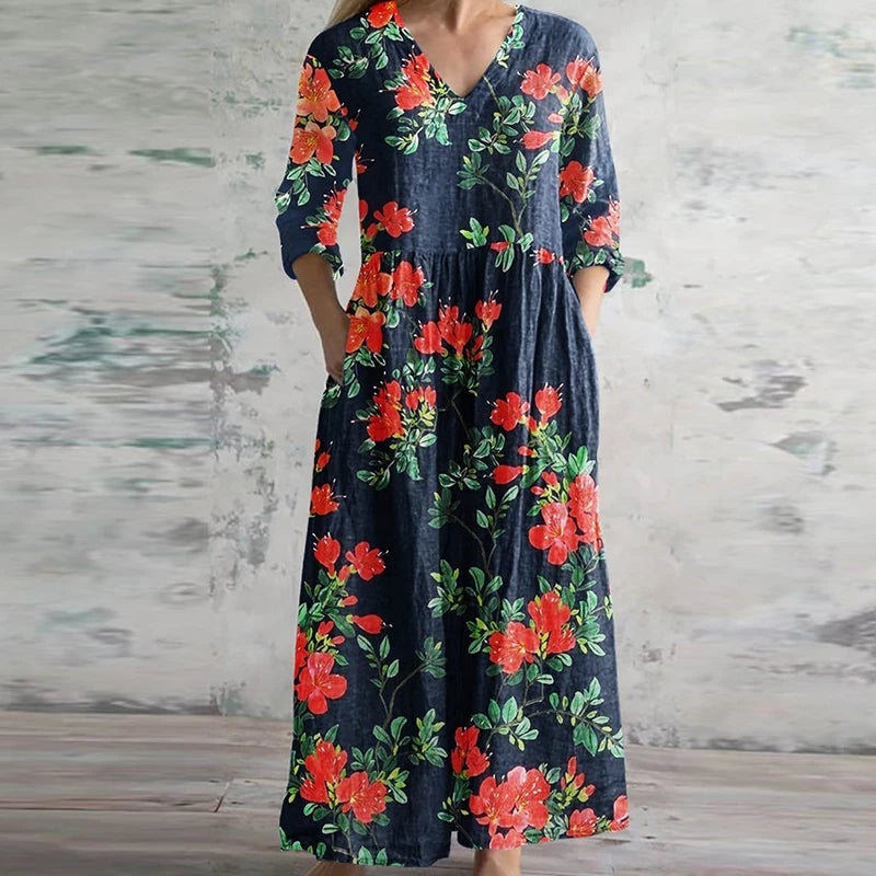 THEA - COLORFUL SPRING FLORAL CASUAL DRESS