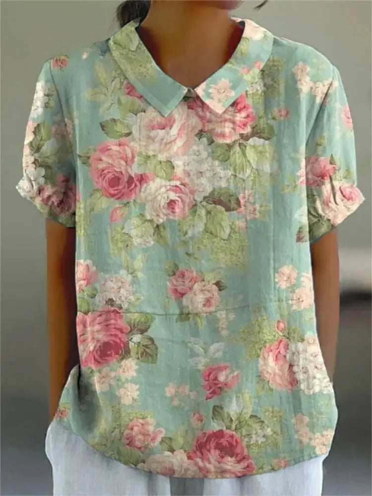 AMANDA™ RETRO FLORAL CASUAL SHIRT