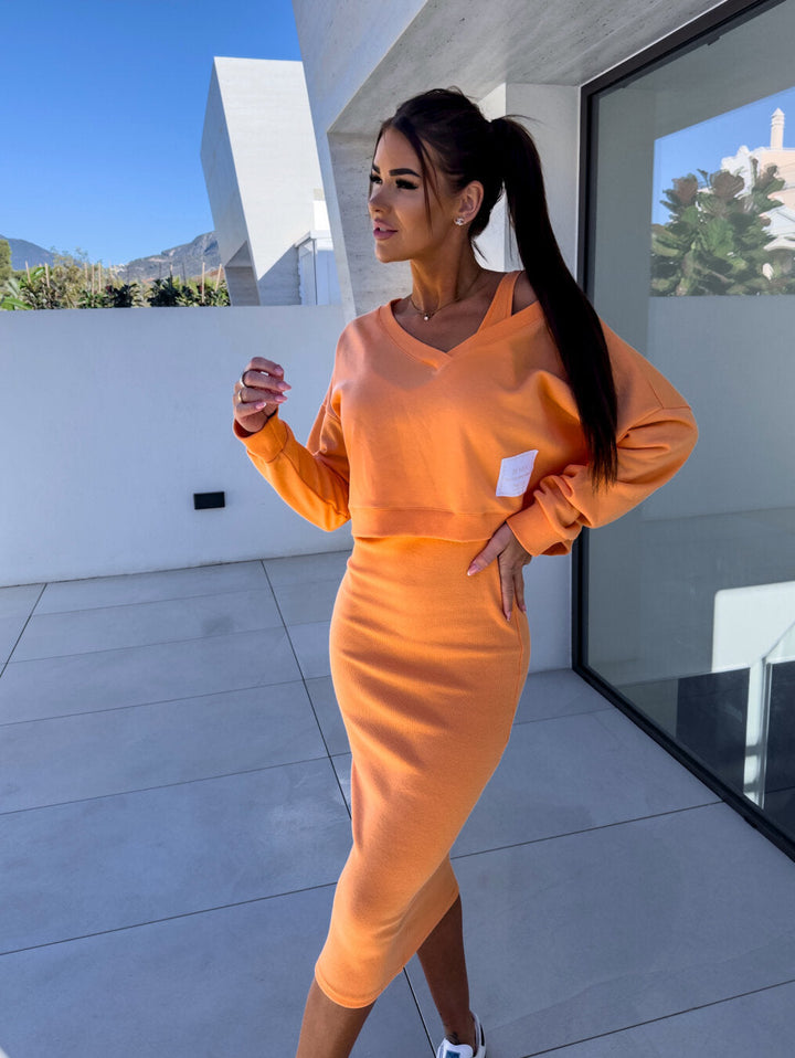 Francesca - Midi Dress & Sweatshirt Set