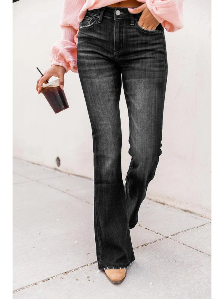 Zoe - Distressed Flare Jeans